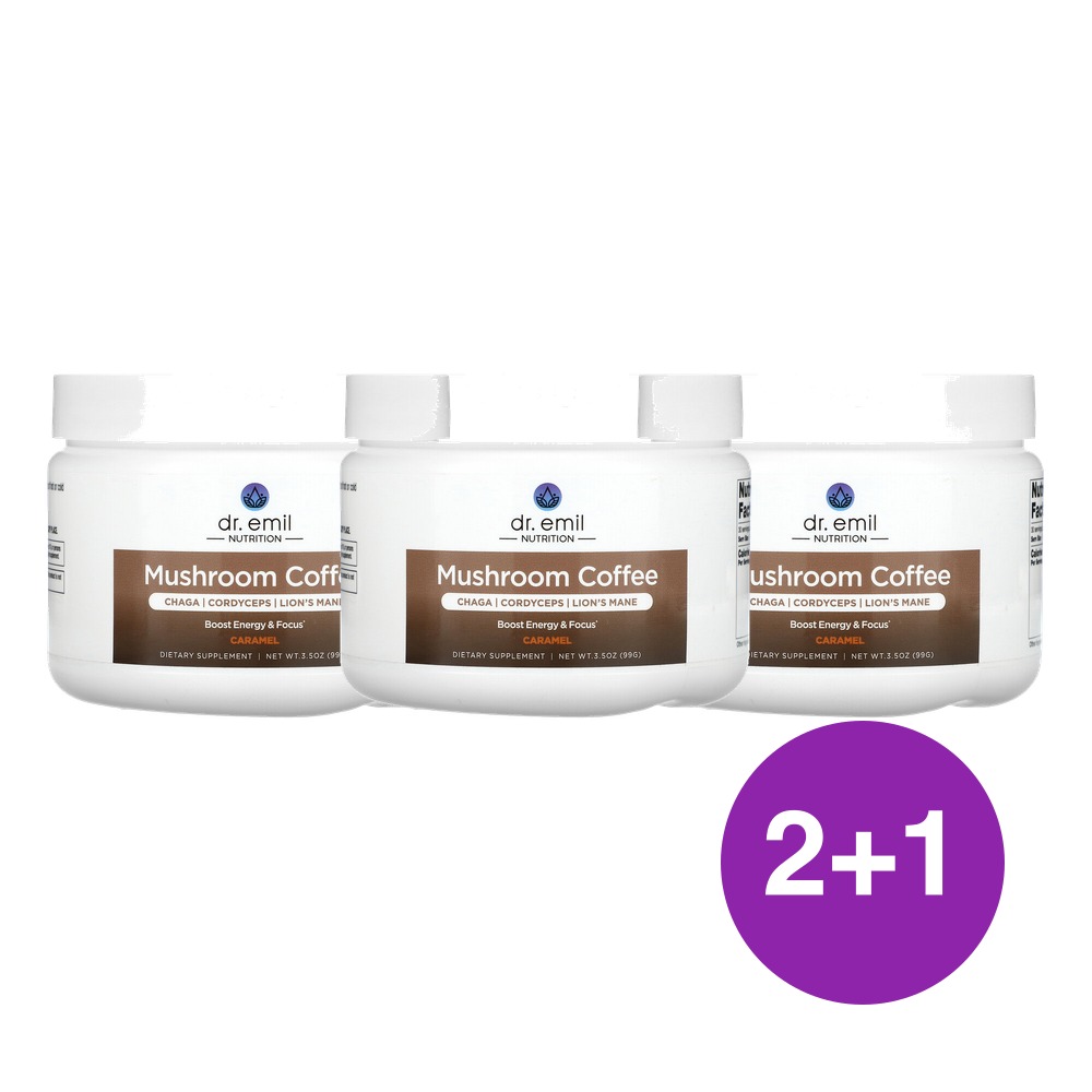 Dr Emil Nutrition 버섯 커피 캐러멜 99g, 3개 - 상품 이미지