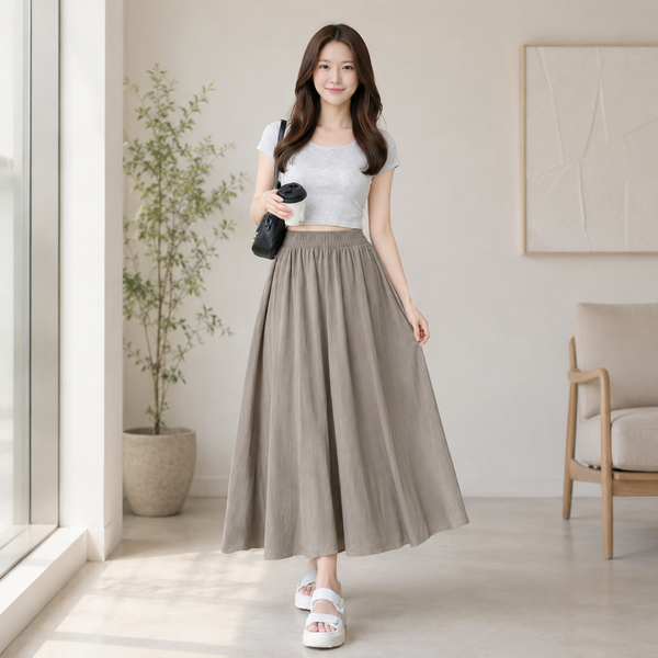 여성 쿨링 플레어 치마바지 여름 밴딩 와이드팬츠 - 상세 이미지 5