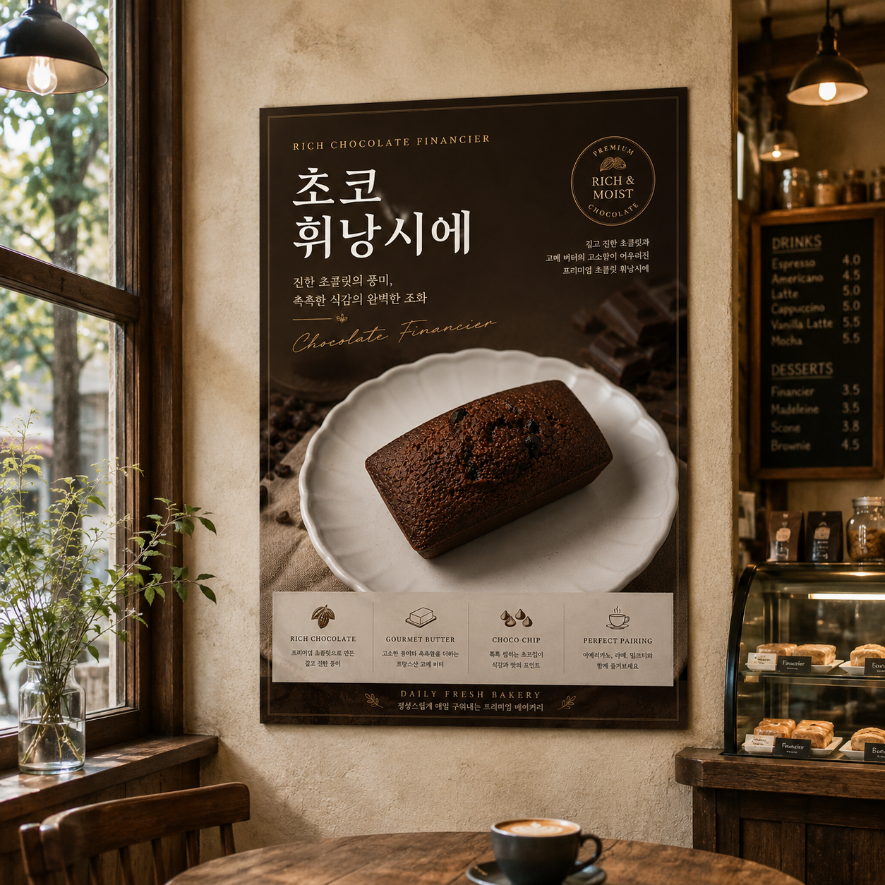 휘낭시에 초코 포스터 제작 메뉴 인쇄 디저트 카페 B 반광택 인화지 235g A3 - 상품 이미지