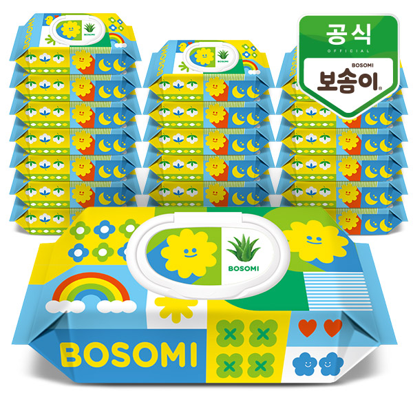 보솜이 이지플레이 아기물티슈 캡형 80매 x 20팩 - 상품 이미지