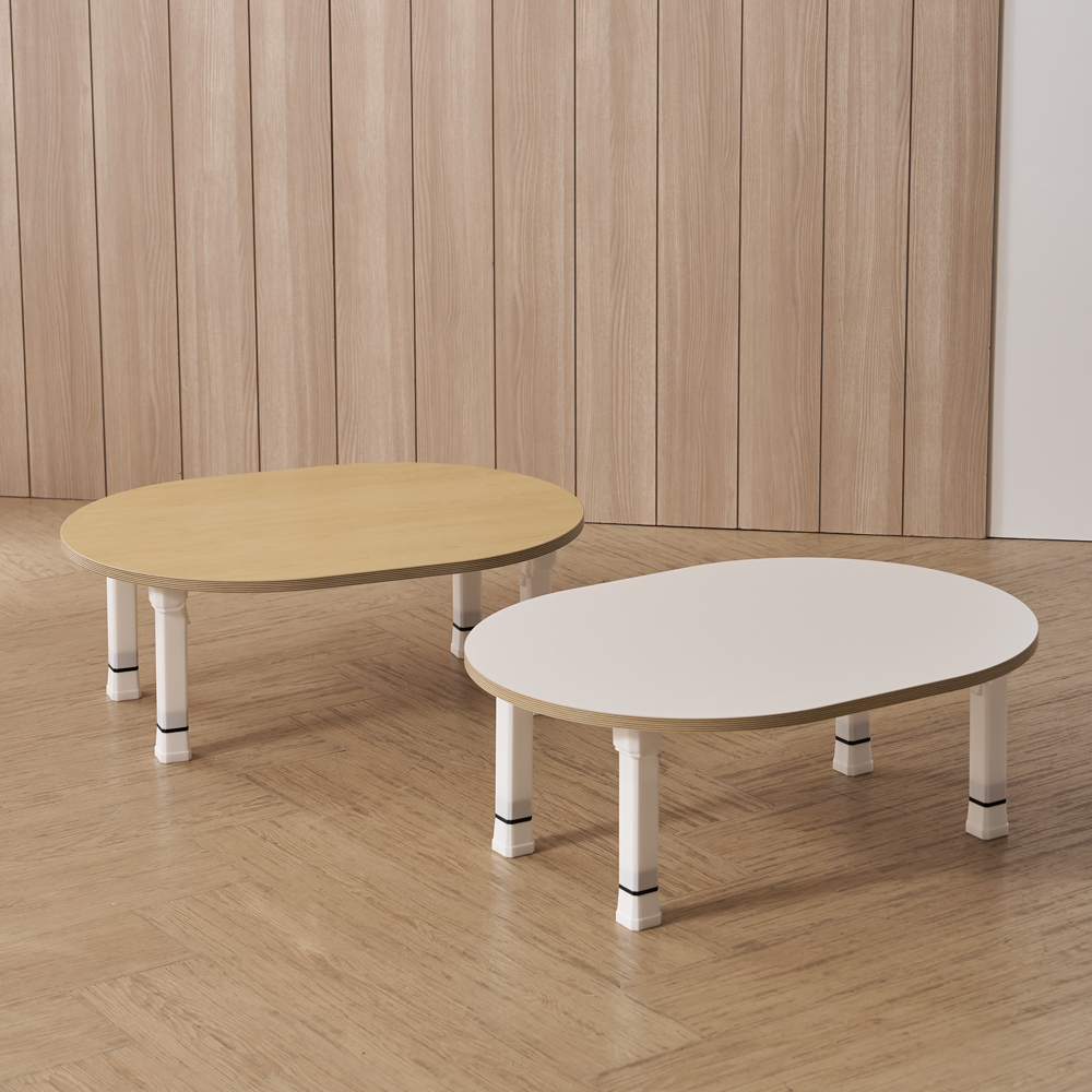 가구의서 LPM 5단 높이조절 타원형 접이식 테이블 800x600mm, 화이트 - 상품 이미지
