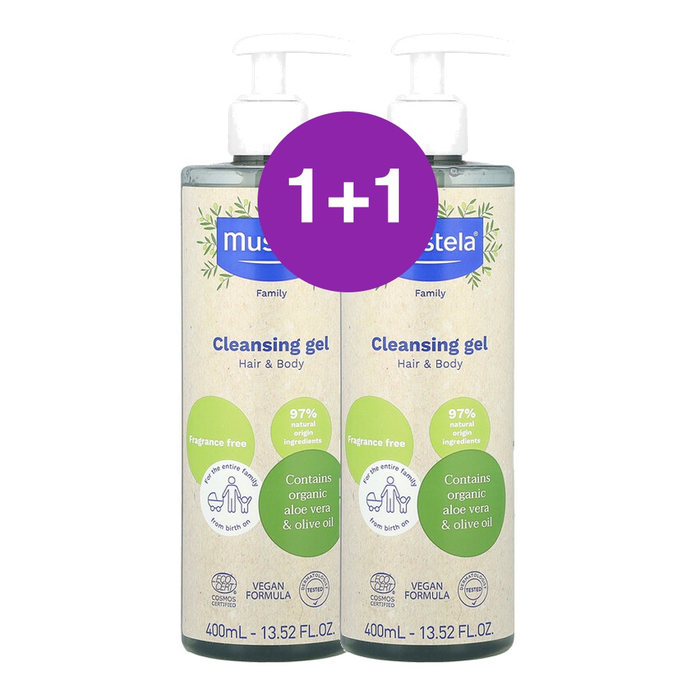 Mustela 패밀리 클렌징 젤 헤어 바디 무향 400ml, 2개 - 상품 이미지