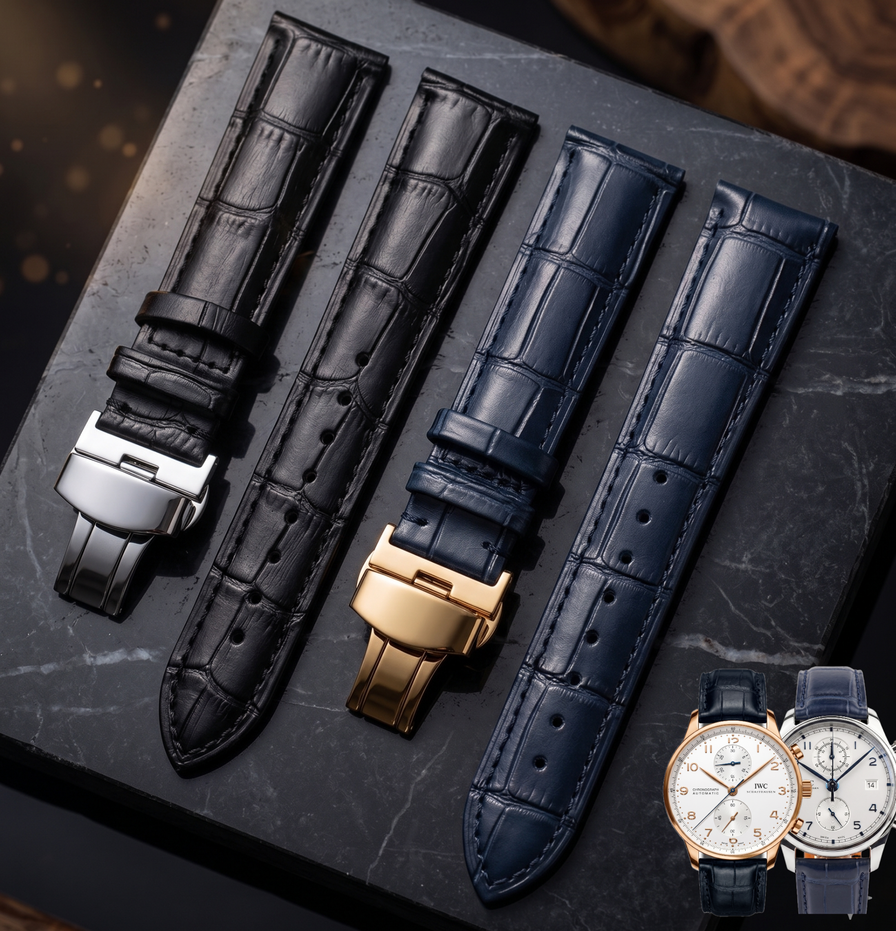 IWC 포르투기저 호환시계줄 프로토피노 교환 디버클 소가죽 스트랩 20mm 22mm - 상품 이미지