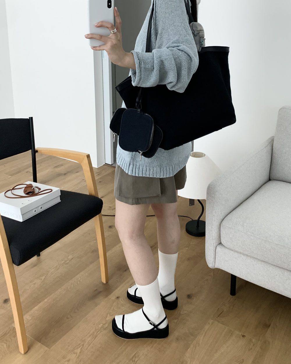 [당일발송] 리우 카고 팬츠 하체커버 3부 4부 A라인 밴딩 반바지 웨어링무드 (2c) - 상세 이미지 5