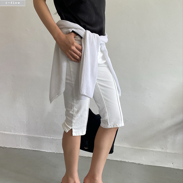 라일런 핀턱 트임 스판 카프리팬츠 2col S,M,L 여름 6부 바이커 제이플로우 이미지 8