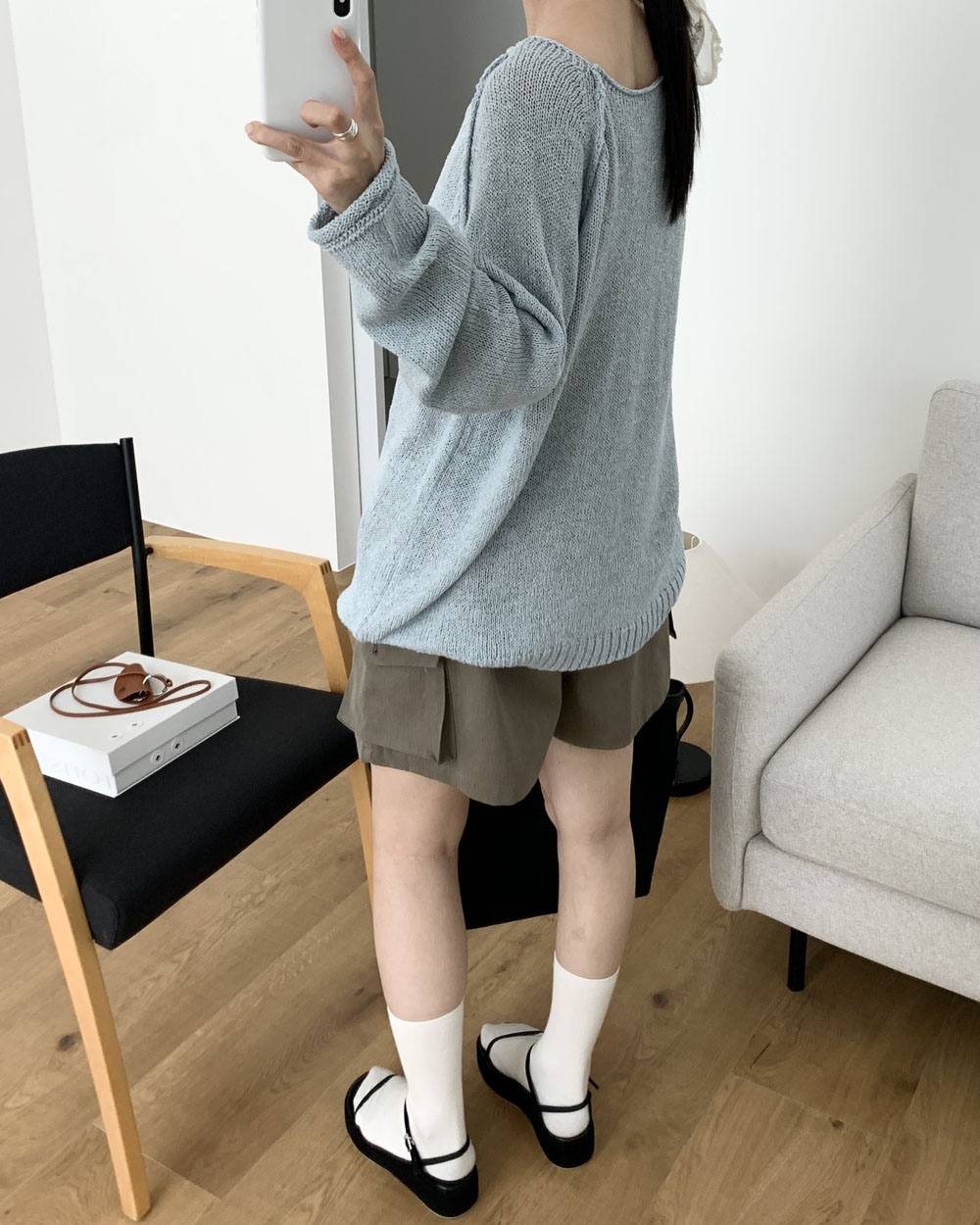 [당일발송] 리우 카고 팬츠 하체커버 3부 4부 A라인 밴딩 반바지 웨어링무드 (2c) - 상세 이미지 3
