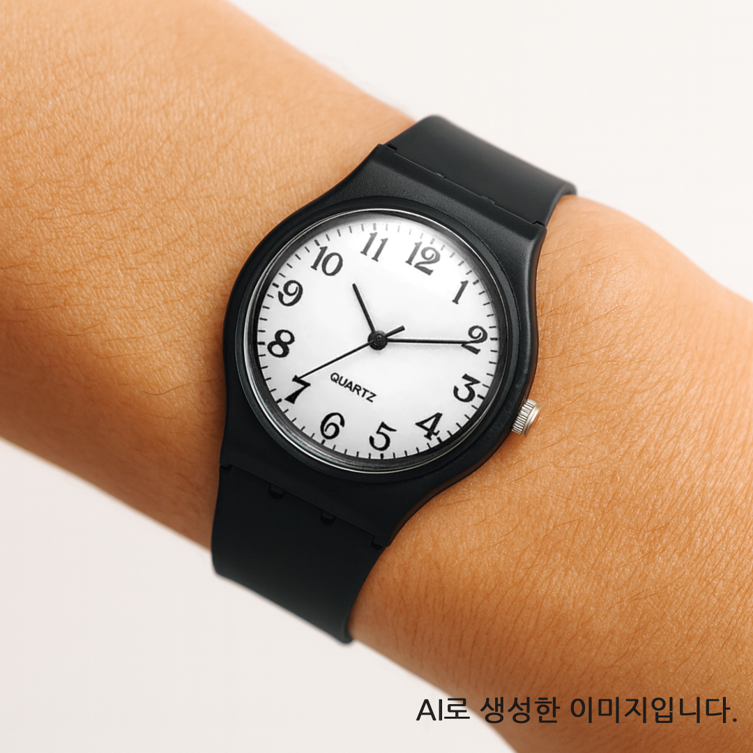 퓨어미즈키 남녀공용 큰숫자 저소음 학생 수능 시험 시계 블랙, 15mm 상품 이미지