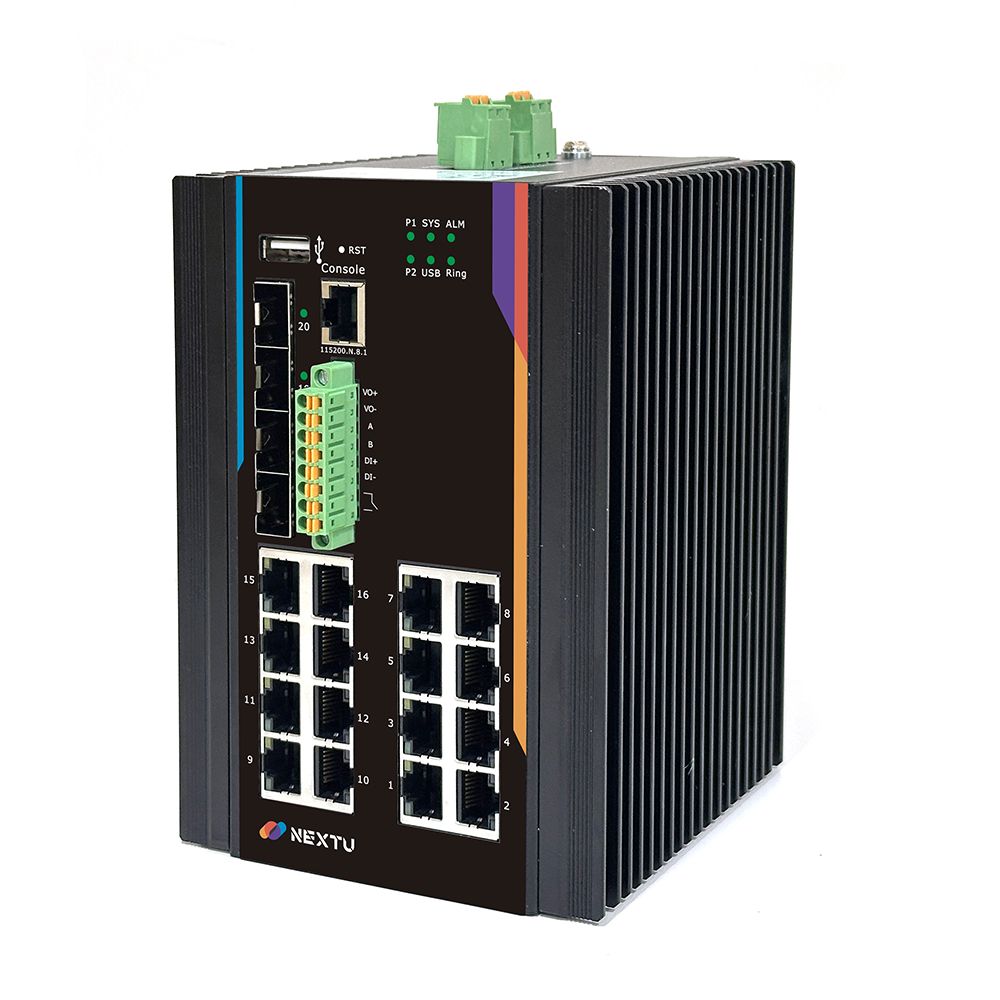 인루트 MX2 16포트 1G TP 10G 4SFP+ POE+ 370W L2 매니지드 산업용 스위치허브 - 상품 이미지