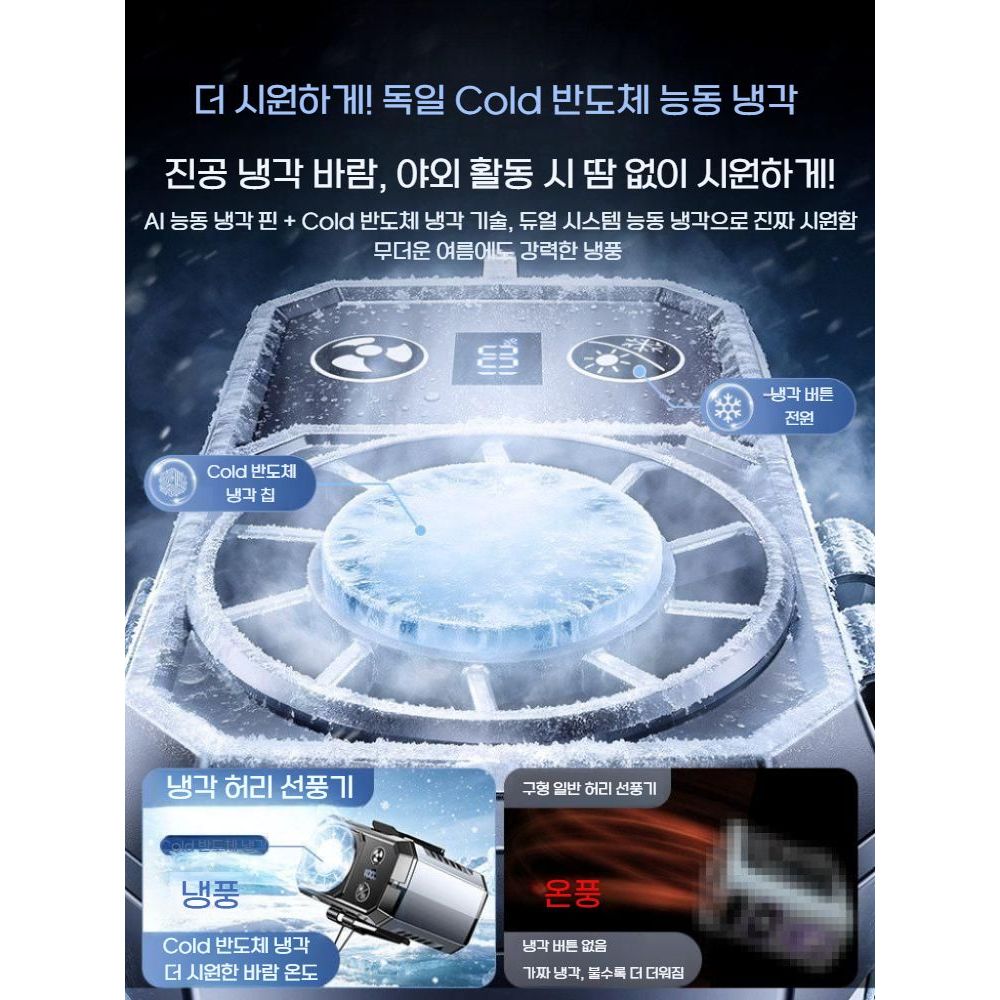 냉각 허리걸이 전동 선풍기 소형 휴대용 냉각 냉풍기 야외 공사 현장 - 상세 이미지 2
