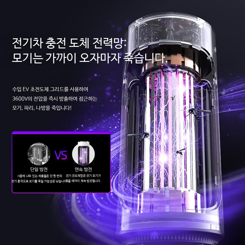 충전식 휴대용 모기 벌레 퇴치 램프 전기 충격기 플러그인(200) 이미지 6