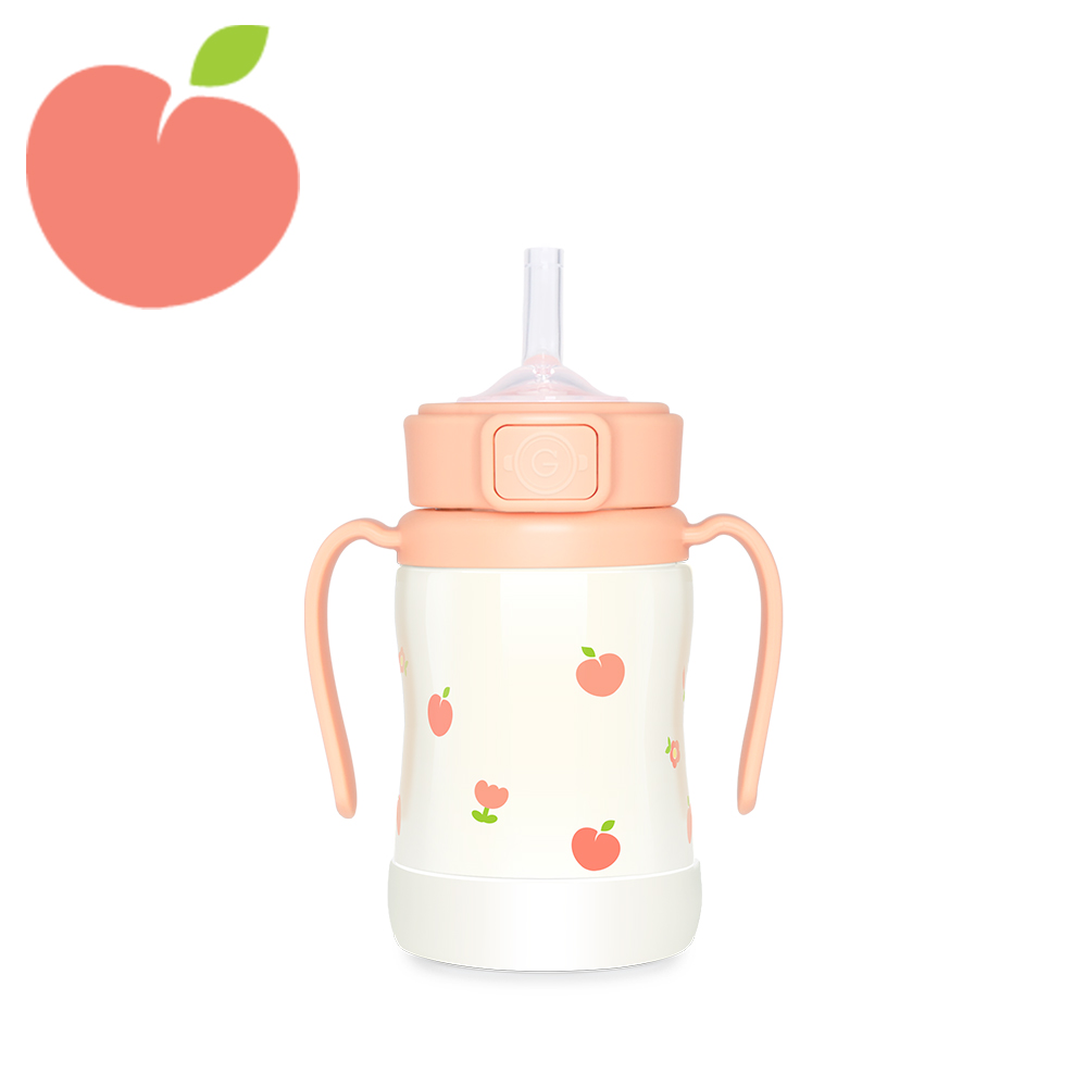 그로미미 피치플라워 원터치 스테인리스 200ml 빨대컵 (로제코랄) - 상세 이미지 5