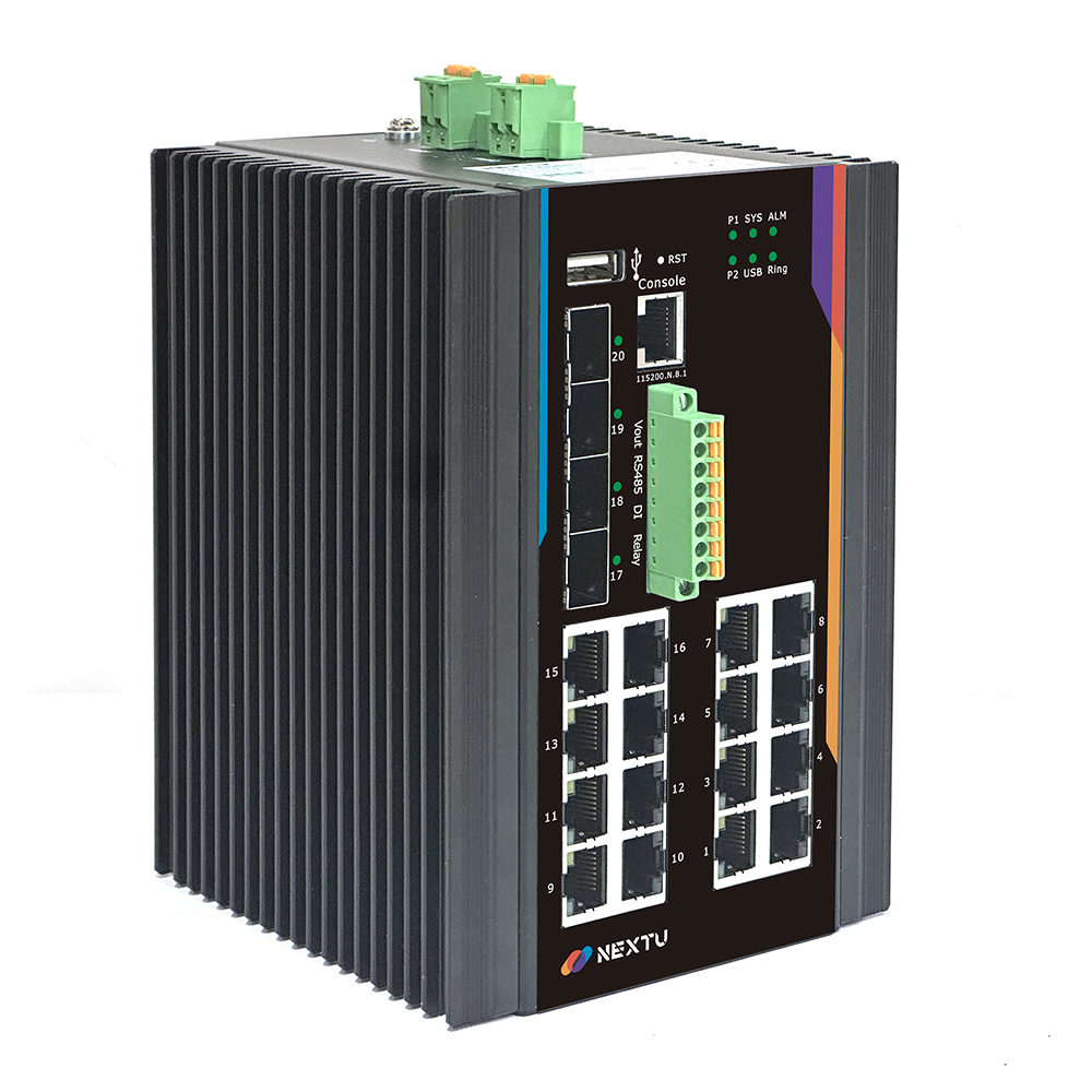 인루트 MX2 16포트 1G TP 10G 4SFP+ POE+ 370W L2 매니지드 산업용 스위치허브 - 상세 이미지 2
