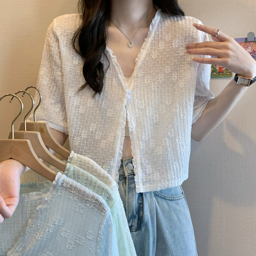 퓨어 프릴 썸머 크롭 가디건 이미지 7