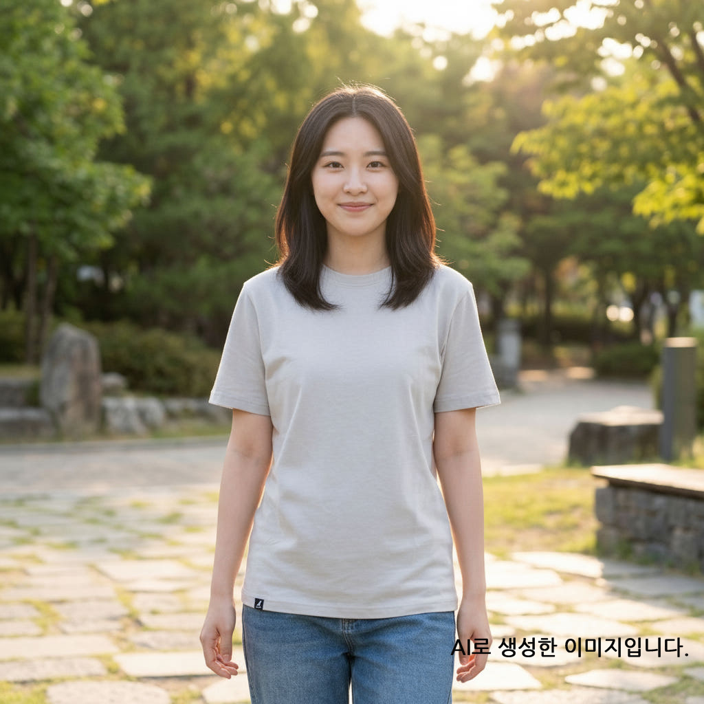 캉골 반팔 티셔츠 남녀공용 K90151 그레이, M - 상세 이미지 4