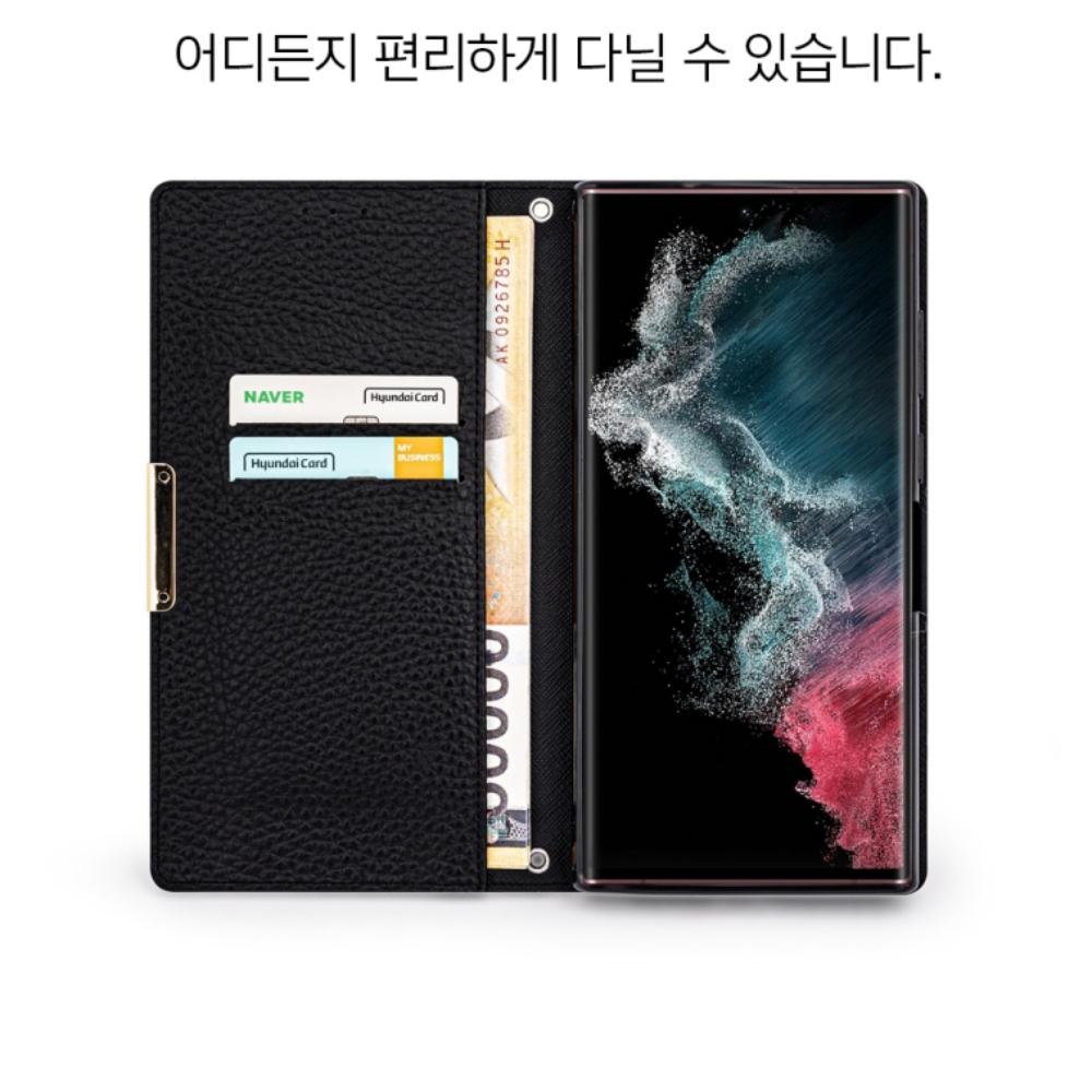소가죽 지갑 플립 케이스 오펠 레드, 갤럭시A33 SM-A336N - 상세 이미지 5