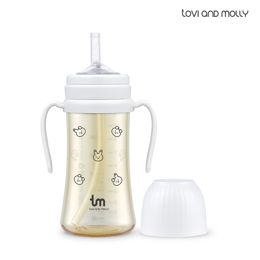 [토비앤몰리] 돗바니 화이트 PPSU 아기 유아 어린이집 빨대컵 280ml - 상품 이미지