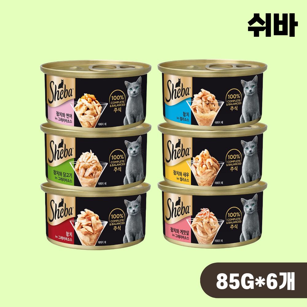 쉬바 캔 고양이 주식캔 습식 6종 랜덤 콤보, 85g, 6개 - 상품 이미지