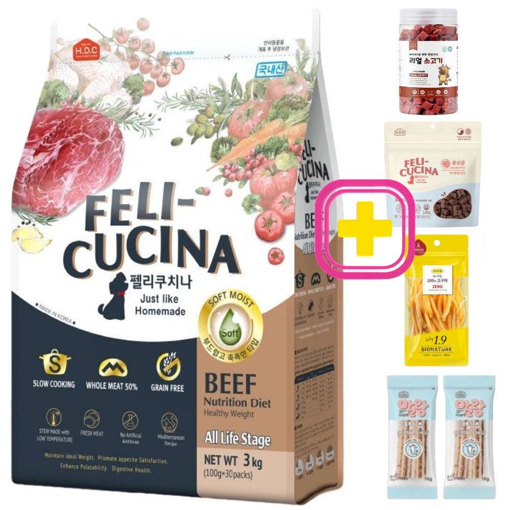 아스쿠 펠리쿠치나 반습식 강아지 사료 소고기, 3kg, 1개 - 상품 이미지