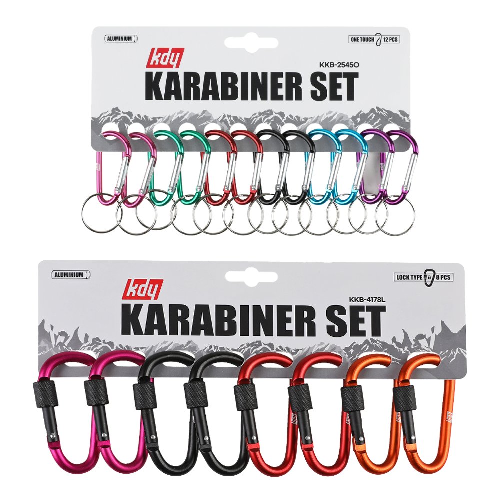 케이디와이 카라 비너 세트 12Pcs 원터치타입 KKB-2545O - 상품 이미지