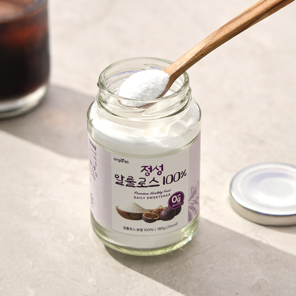 제로 칼로리 순도 100% 알룰로스 분말 파우더 설탕대신 가루 유리병 포장 - 상품 이미지