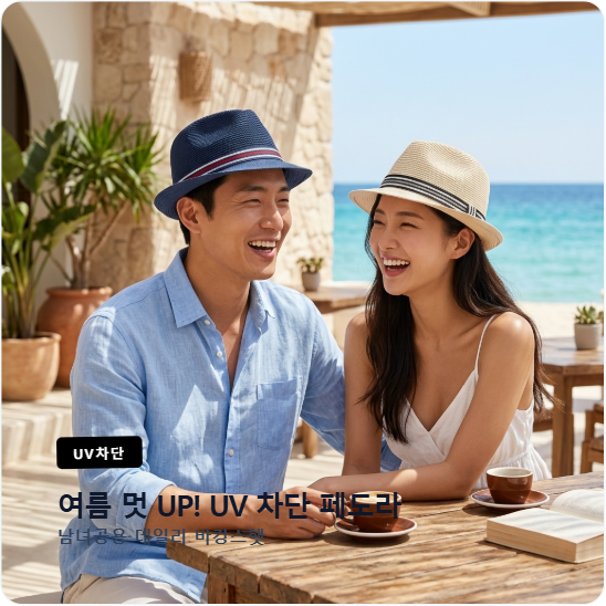 라네이처 uv차단 투톤 니트 조직 바캉스 여름페도라 남성 여성 중절모 - 상품 이미지