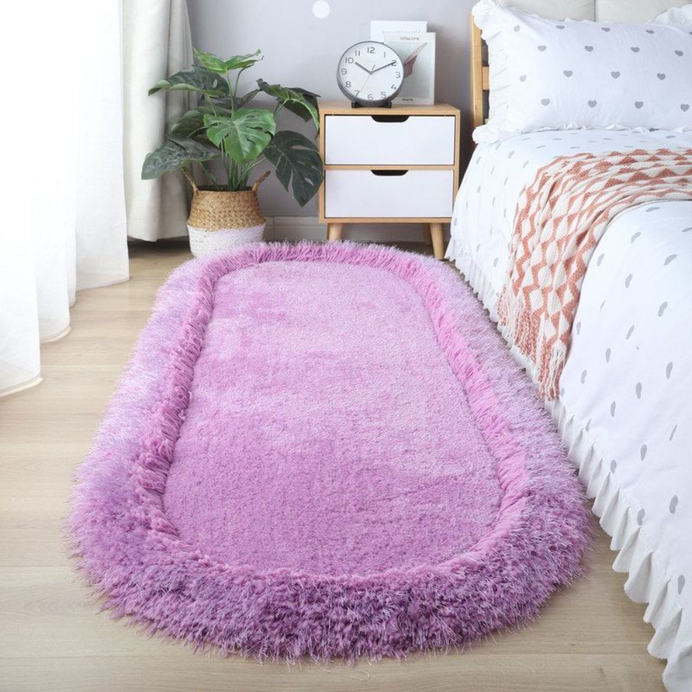 침실 러그 침대 밑 북유럽 디자인 매트 사계절 발매트 원형 퍼플 80cmx160cm - 상품 이미지