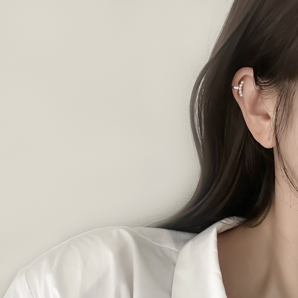 silver925 귓바퀴 진주 포인트 이어커프 귀찌 귀안뚫는 귀걸이 실버925 논피어싱 이미지 7