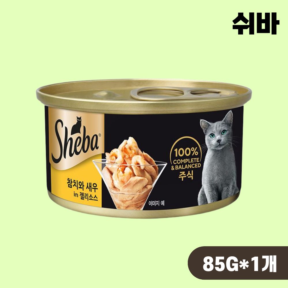 쉬바 캔 고양이 주식캔 습식 참치 새우 젤리소스, 85g, 1개 - 상품 이미지