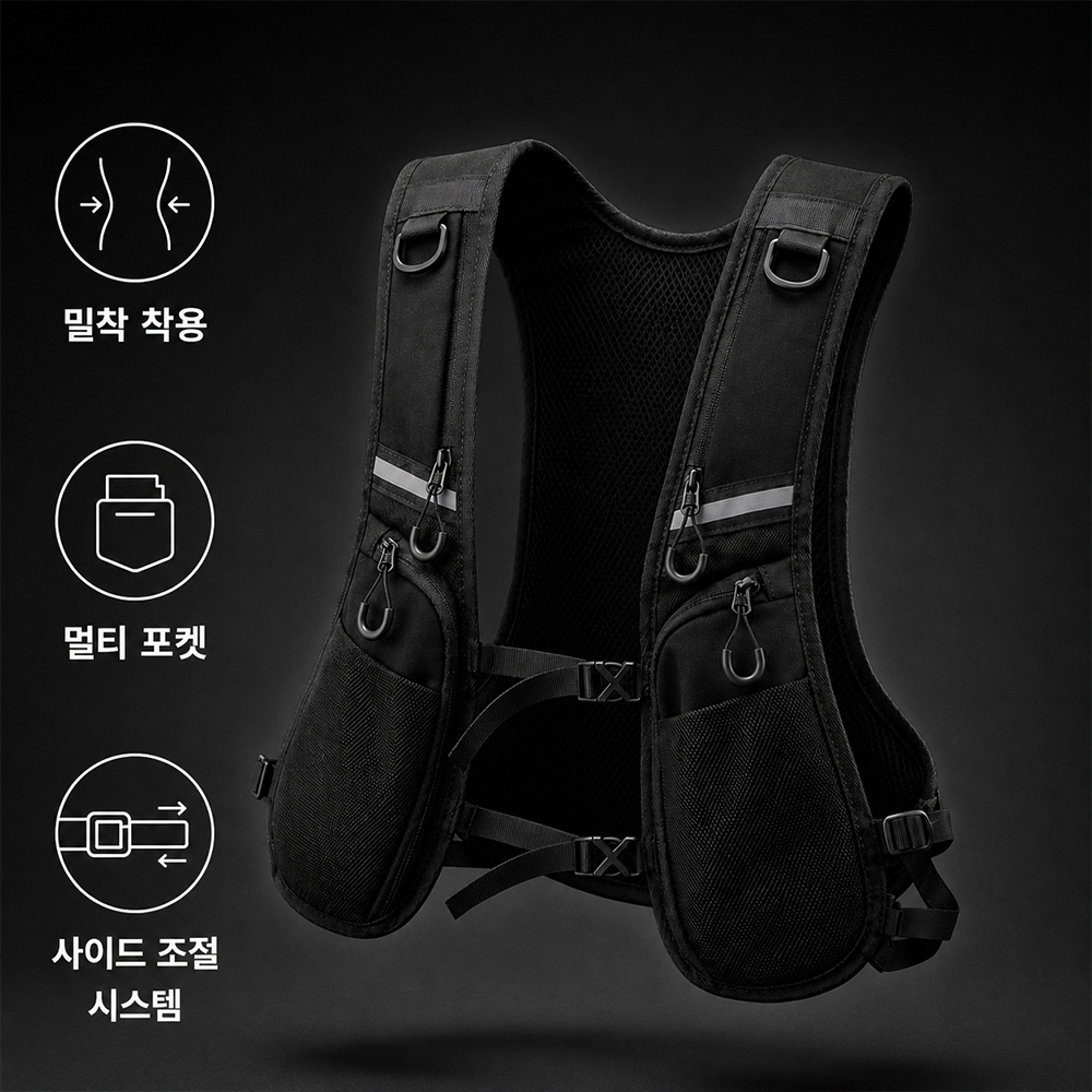 러닝 조끼 등산 런닝 베스트 트레일 조깅 마라톤 핸드폰 물통 주머니 수납 스포츠 이미지 8