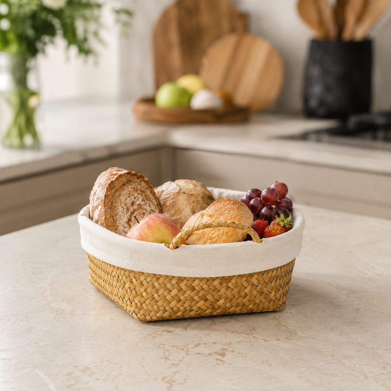 원형 라틴 라탄 빨래 바구니 수건 보관함 바구니 피크닉 바스켓 이미지 6