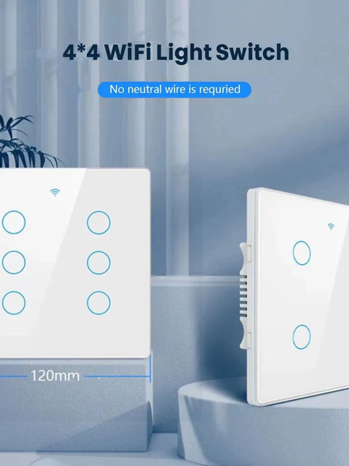 스마트 스위치 와이파이 벽 터치 조명 스위치 리모컨 4채널 화이트 WIFI+RF433 B - 상세 이미지 3