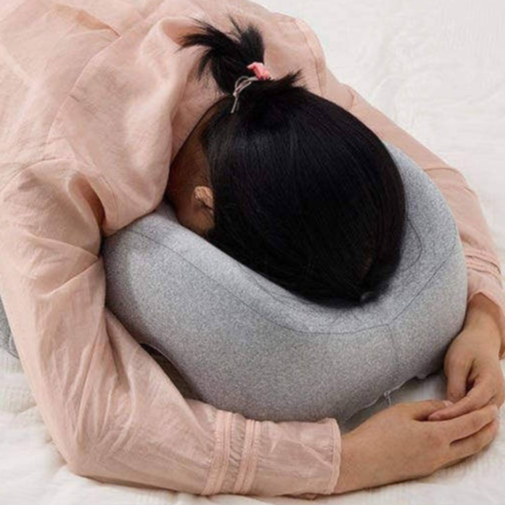 엎드리는베개 다기능 침대 엎드려자는 낮잠 독서 턱받침 쿠션 안면 회복 연회색 - 상세 이미지 2