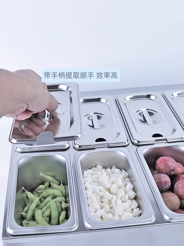 미니 반찬통 주방 셀프바 업소용 토핑 밑반찬 보관통 1열 4칸 - 상세 이미지 5