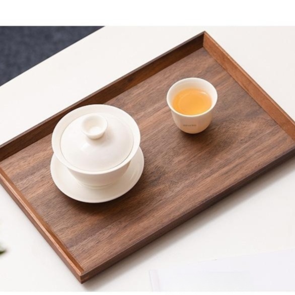 검은 호두나무 원목 트레이 사각 접시 과일 간식 식기 25x15 블랙 월넛 경사판 - 상세 이미지 3