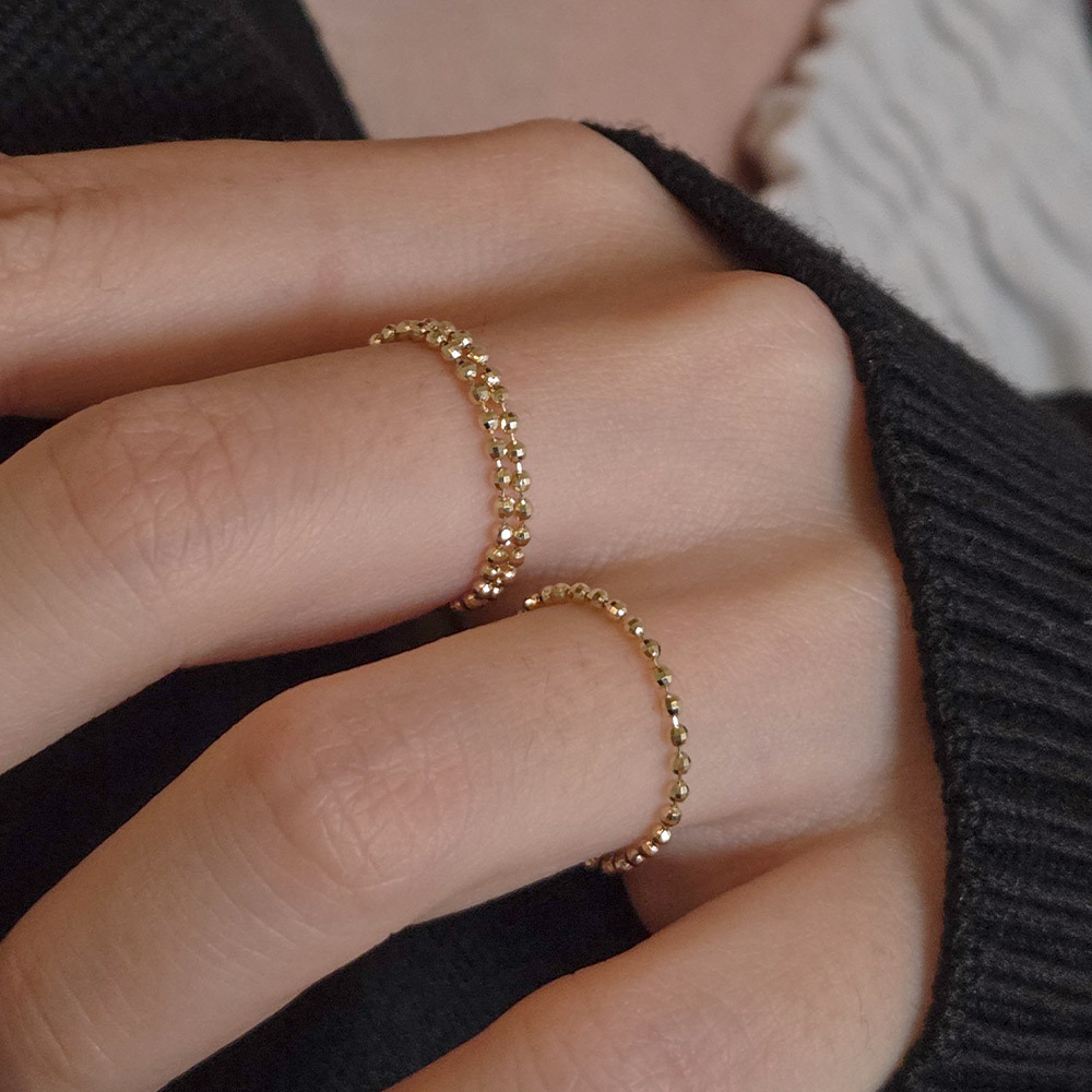 14k 미러볼 1.5mm 체인 금 반지 - 메인 이미지