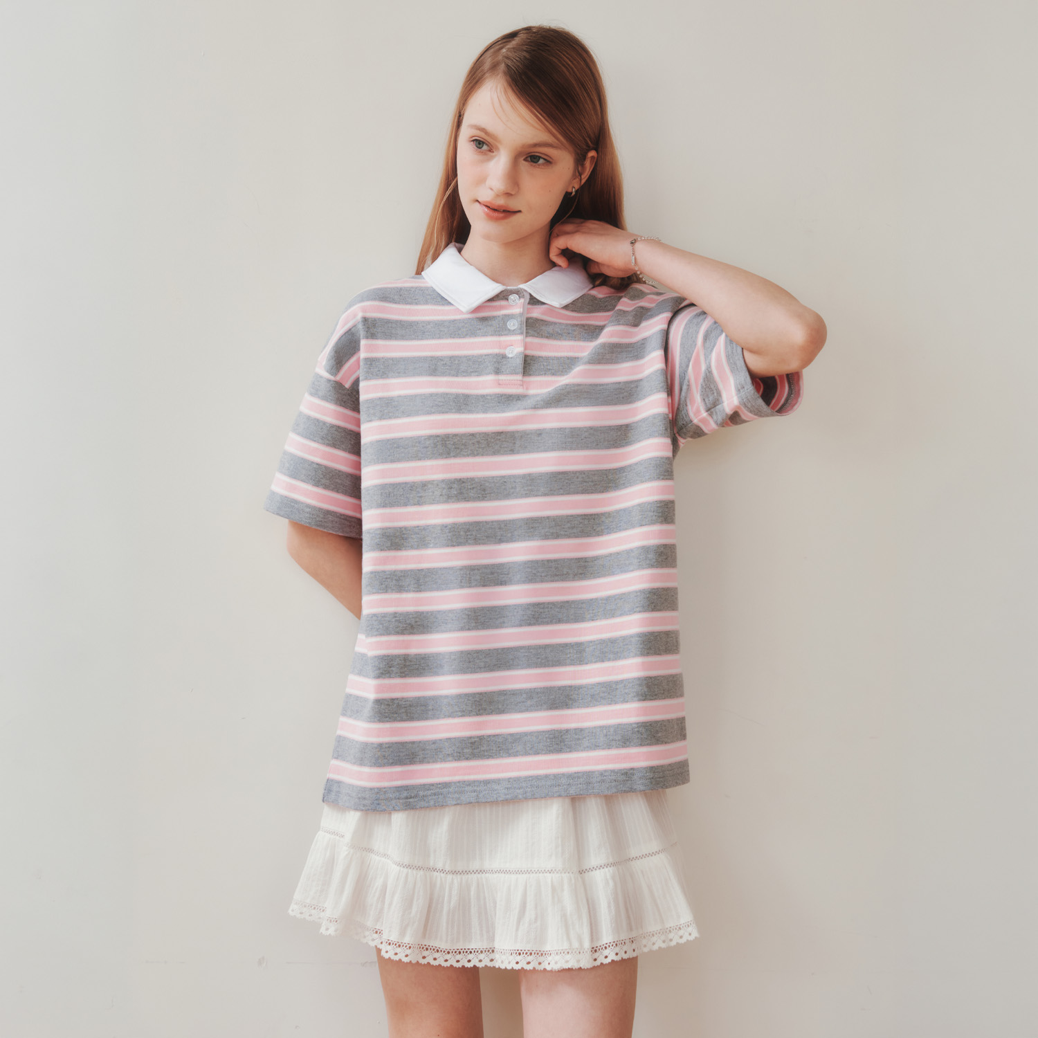 [제로스트릿][2컬러] 스트라이프 카라 반팔 티셔츠 COLLAR STRIPE SHORT SLEEVE T-SHIRT 이미지 6