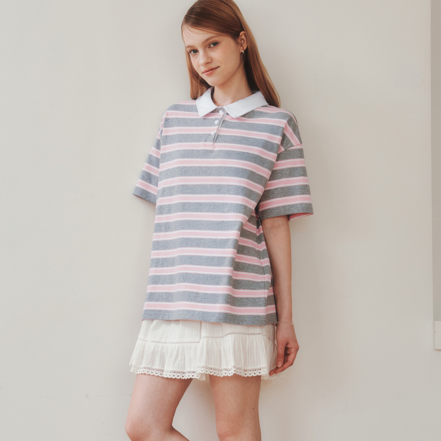[제로스트릿][2컬러] 스트라이프 카라 반팔 티셔츠 COLLAR STRIPE SHORT SLEEVE T-SHIRT - 상세 이미지 5