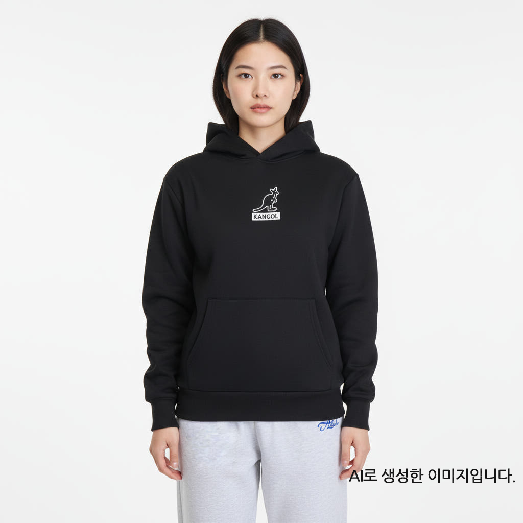 캉골 남녀공용 맨투맨 후드티 후드집업 블랙 K96215 빅로고 이미지 7