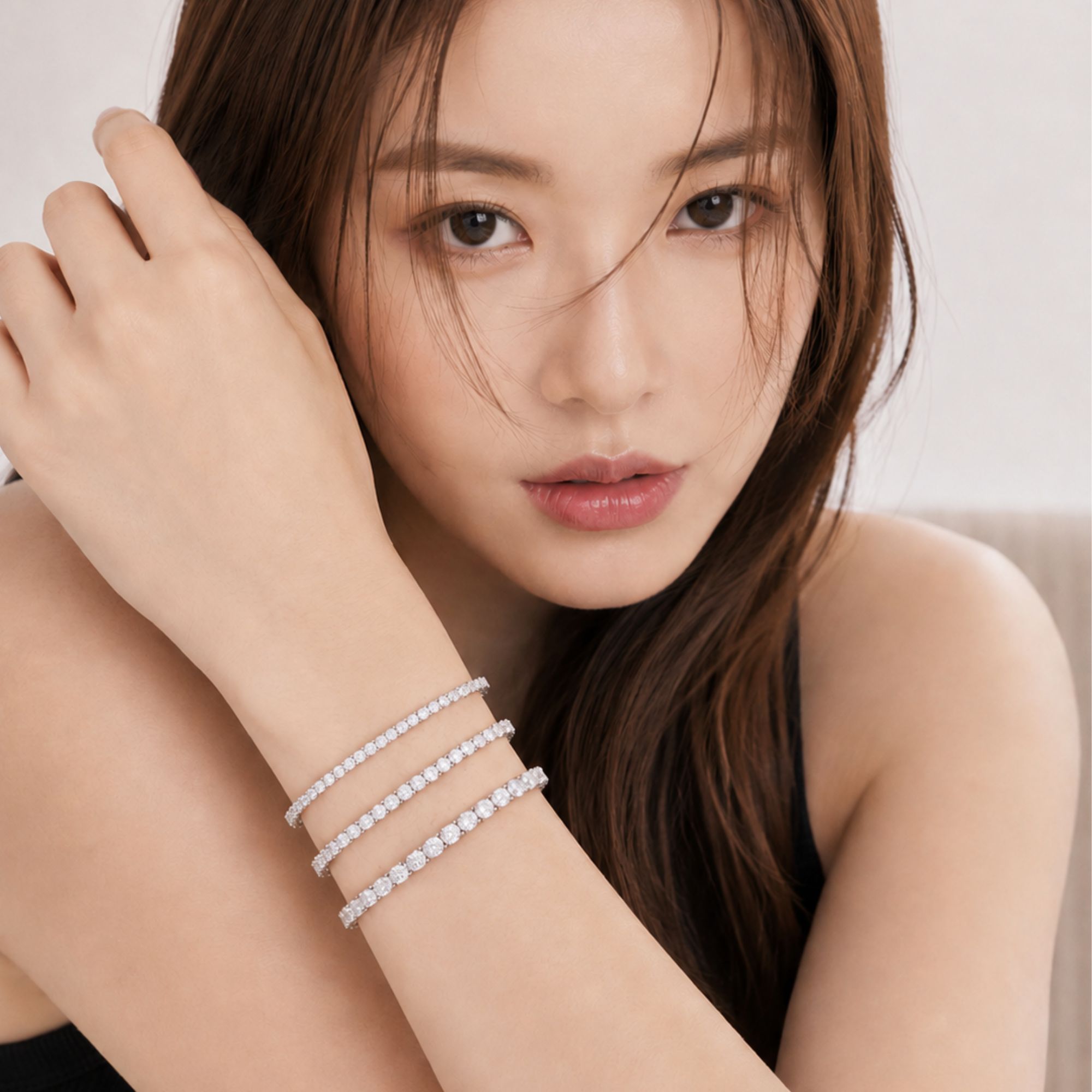 에버트 모이사나이트 테니스 2.5mm 3mm 4mm 실버 팔찌 - 상세 이미지 2