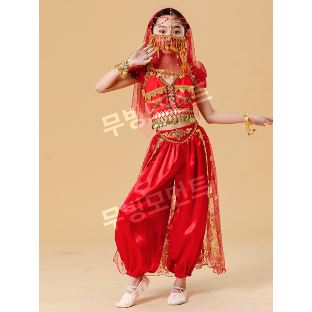 벨리댄스 의상 아동 자스민 코스튬 공연복 세트 - 상세 이미지 3