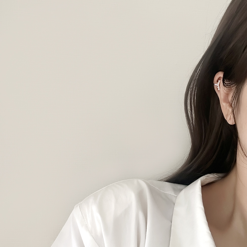 silver925 귓바퀴 진주 포인트 이어커프 귀찌 귀안뚫는 귀걸이 실버925 논피어싱 - 상세 이미지 3