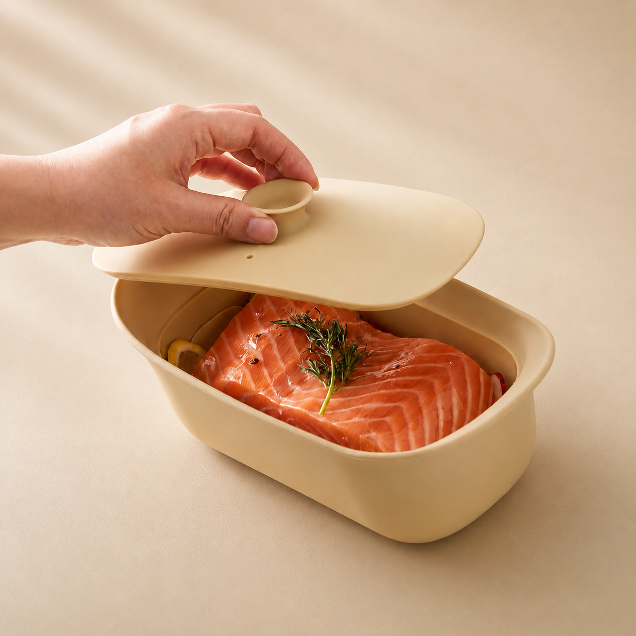 실리프랑 생선찜기 특허 전자레인지용기 실리콘찜기 전자렌지 미세플라스틱제로 버터베이지