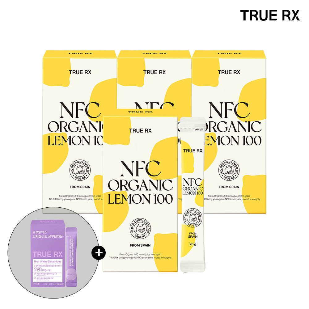 트루알엑스 100% 유기농 레몬즙 NFC 착즙 원액 스틱 레몬물 클리오 10포, 4개