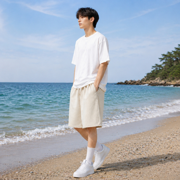 남자 와이드핏 버뮤다 반바지 여름 밴딩 트레이닝 팬츠 이미지 6