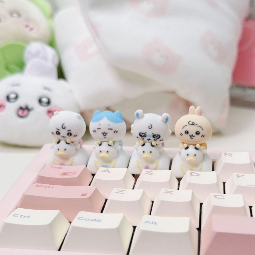 먼작귀 키캡 꾸미기 세트 레진 아티산 우사기 3D 피규어 파츠 키링 - 상품 이미지