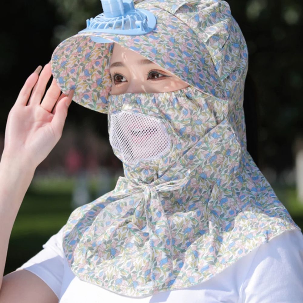 텃밭 농사 선풍기모자 자외선차단 썬캡 농촌 A A. 원사이즈 55-58cm, A. 하늘색 - 상세 이미지 2