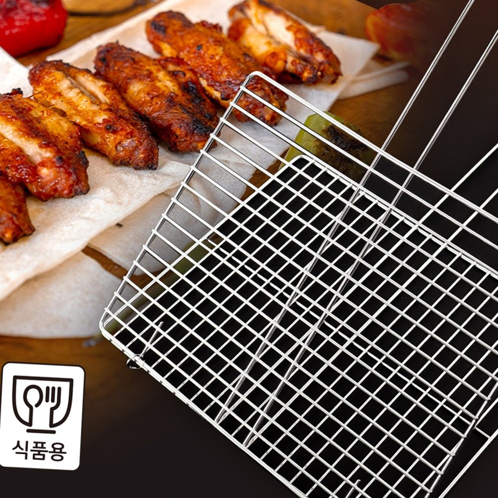 우수한내구성야외용양면석쇠 넓은면적캠핑용 고른열전달직화구이사각석쇠 360도회전 소 - 상품 이미지