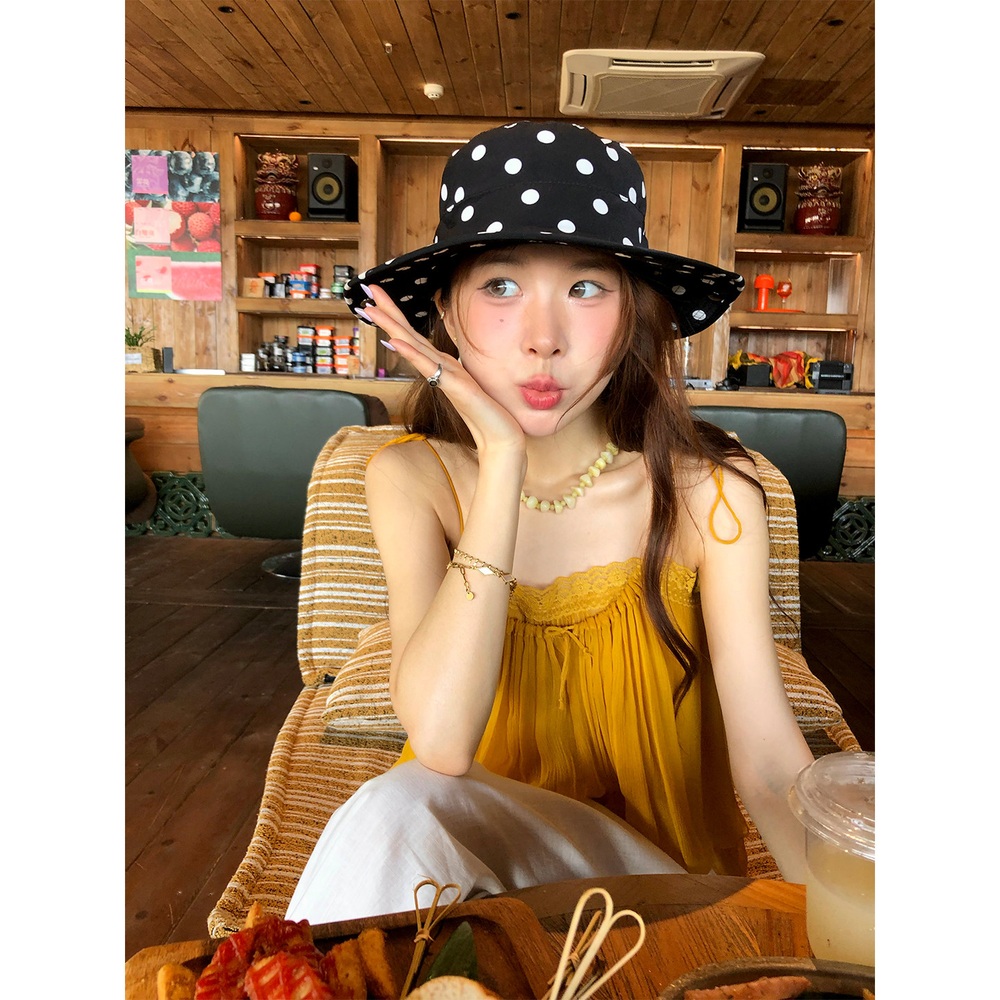 레이스레이어드 스케어넥 민소매나시블라우스 레이온소재 주름디자인 여름 머스타드옐로우 - 상세 이미지 4