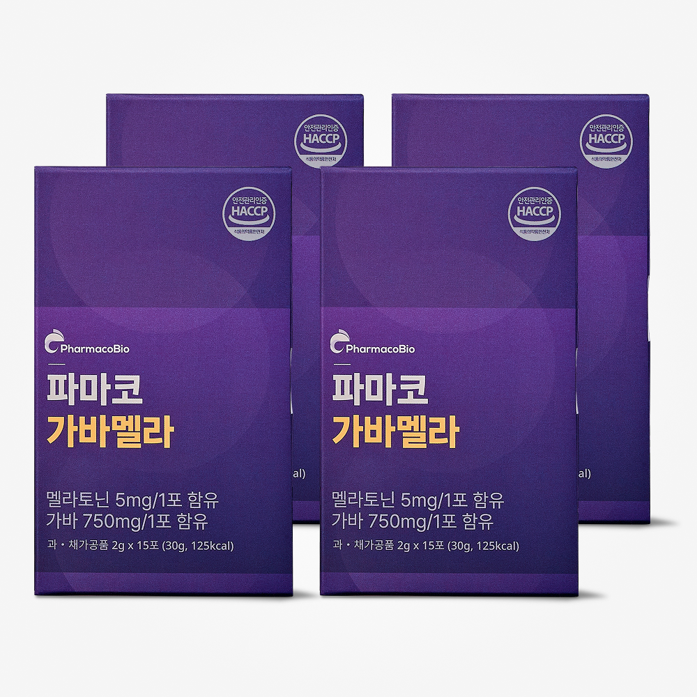 가바멜라 멜라토닌 5mg GABA 750mg 식물성 유산균 발효 15포, 4개 - 상품 이미지