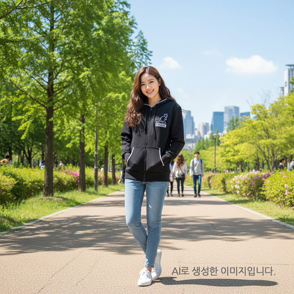 캉골 후드집업 로고 남녀공용 블랙 K96155 빅로고 - 상세 이미지 3